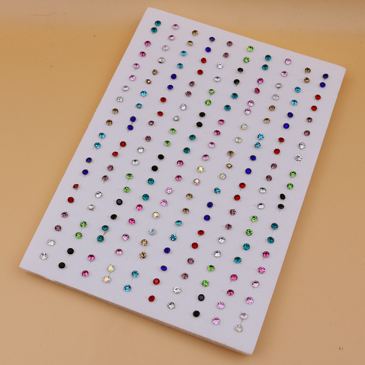 100 Pairs Colorful Rhinestones Plastic Glue Needle Earrings Set